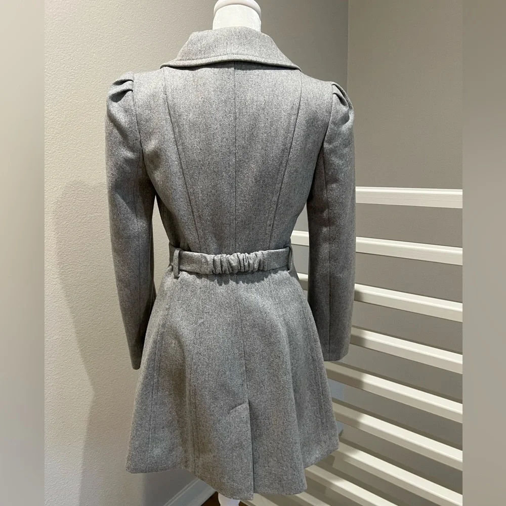 Banana Republic Grey Italian Wool with Bow Belt Coat, XXSP - Picture 2 of 6